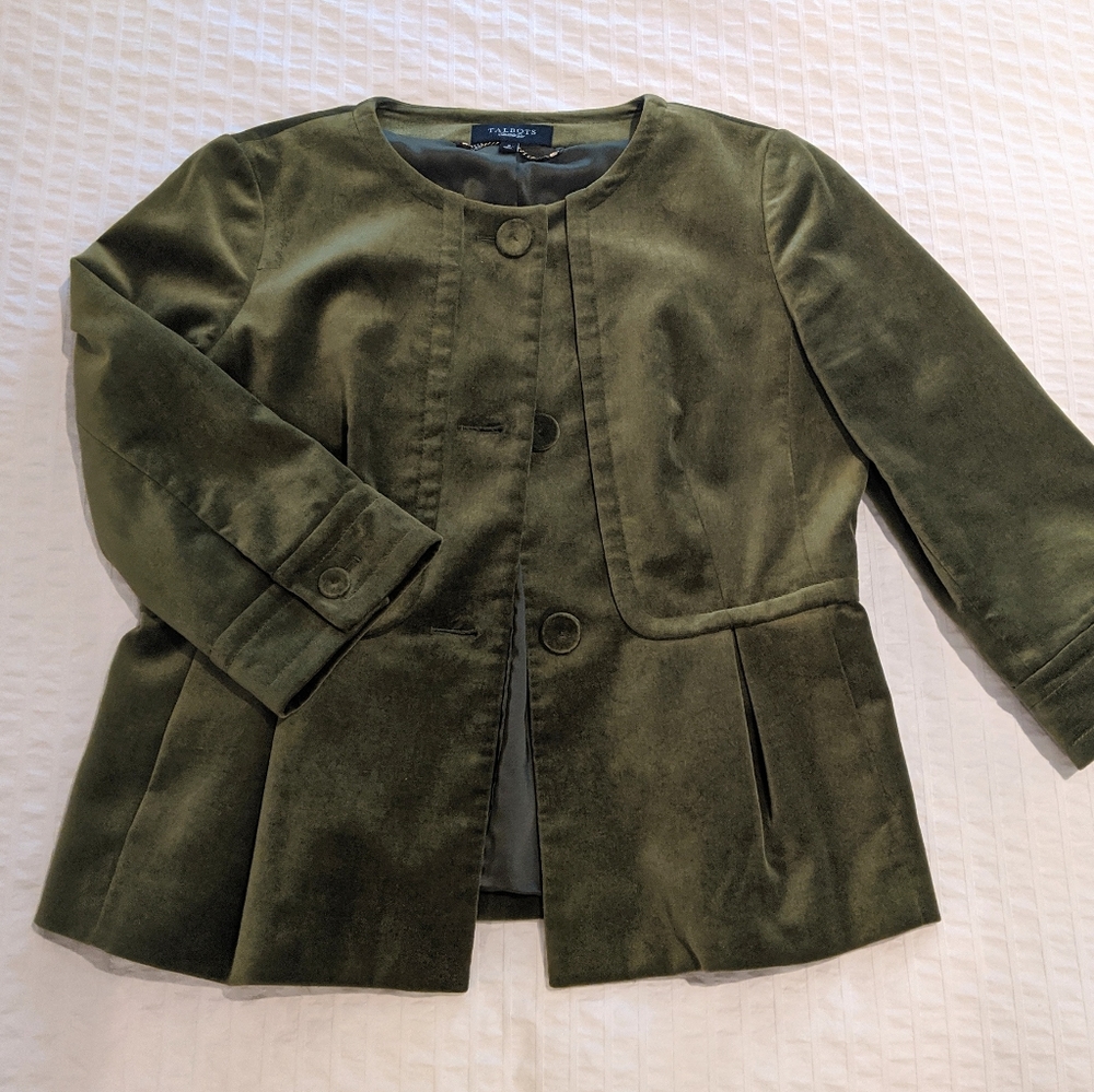 Velvet Olive Jacket with Pockets
